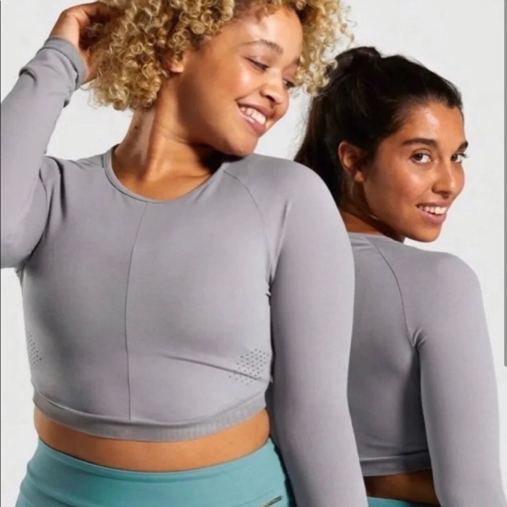 Whitney Simmons Gray cropped long sleeve